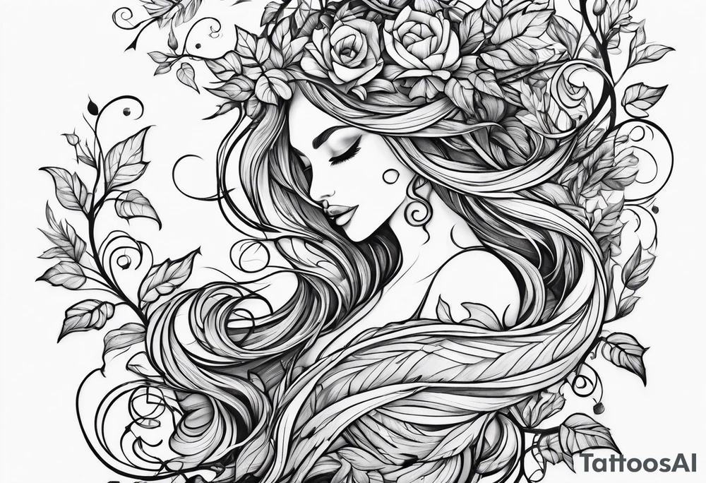 Leafy vines tattoo idea