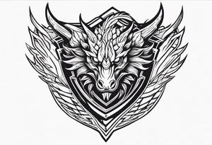 Valhalla sword shield dragon head muscle tattoo idea