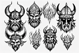 Viking head with flames tattoo idea