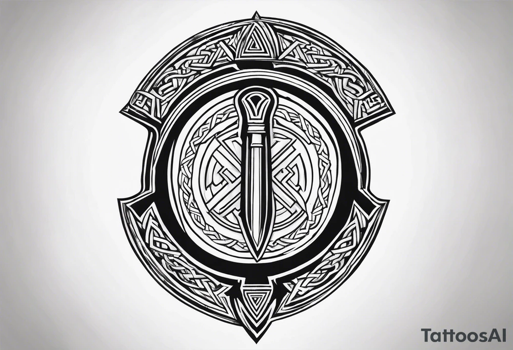 Valhalla shield sword axe Valknut tattoo idea