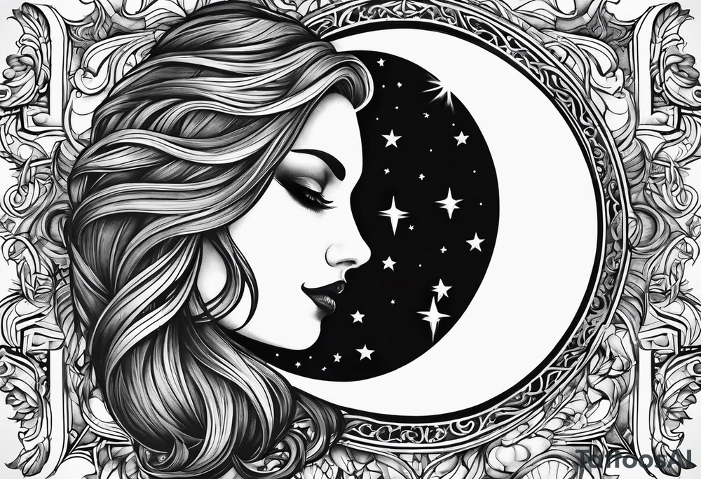 Gothic moon tattoo idea