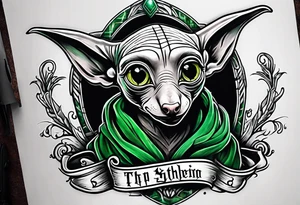 Slytherin dobby Harry Potter theme tattoo idea