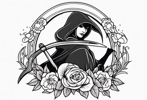 scythe grim reaper cute girlie nightshade flower tattoo idea