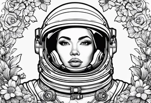 Astronaut laying in flowers tattoo idea