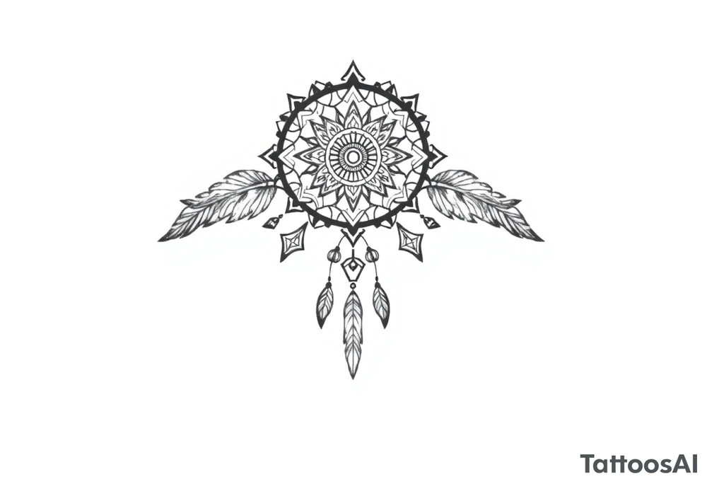 spiritual feathers indian mandala shaman rune tattoo idea