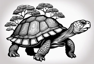 Tortoise with trees tattoo idea