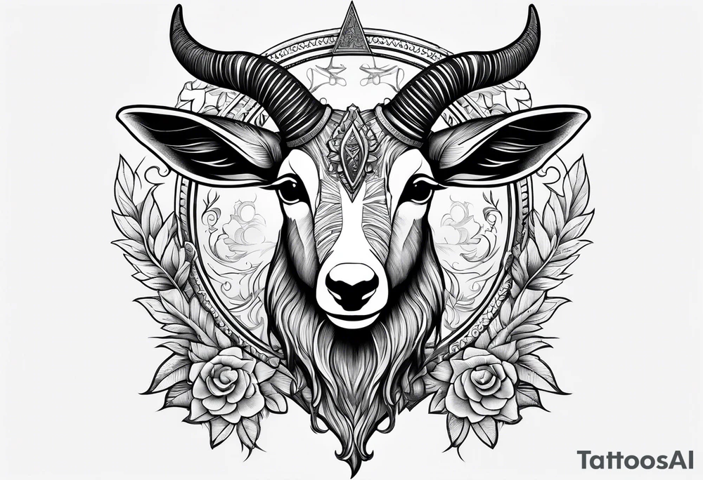 Shoulder/chest tattoo that is Half Goat, Half Kangaroo and has a Yemeni Dagger tattoo idea