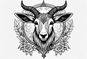 Shoulder/chest tattoo that is Half Goat, Half Kangaroo and has a Yemeni Dagger tattoo idea