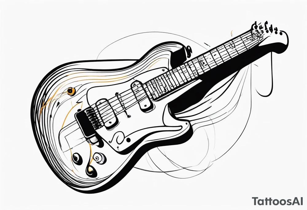 electric guitar with distorted audio signal coming out of it tattoo idea