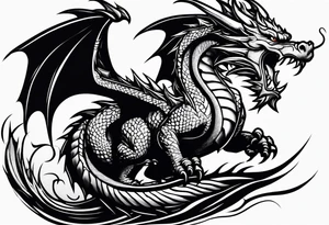 Old school dragon going up tattoo idea