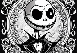 Jack Skellington with date of birth tattoo idea