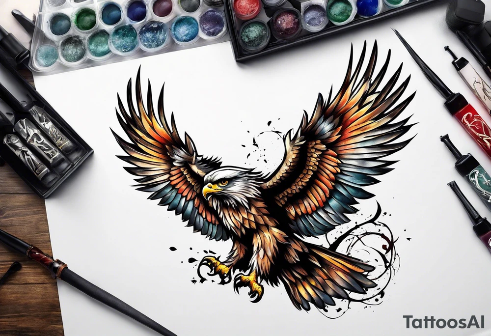 Hawk on sword tattoo idea