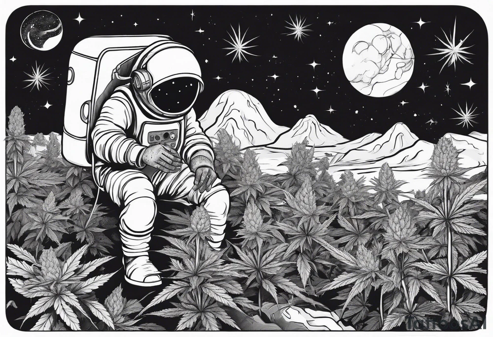 Astronaut tending to his cannabis farm, on Mars. tattoo idea