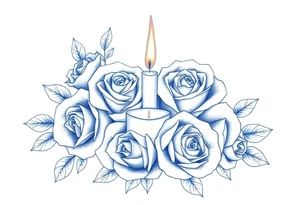 Passed love one, roses, candles, blue tattoo idea