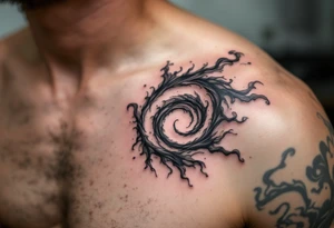 A black and gray spiral formed from smoke-like wisps, creating a mysterious, ethereal effect. tattoo idea