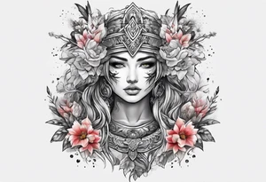 warrior, snow, flower tattoo idea