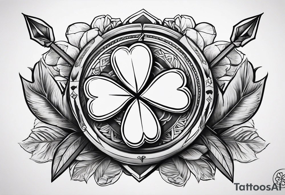 idea of adding Lucky stats to this tattoo. using 3 arrows to representing Luck, with Four Leaf Clover on the background. tattoo idea