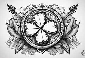 idea of adding Lucky stats to this tattoo. using 3 arrows to representing Luck, with Four Leaf Clover on the background. tattoo idea