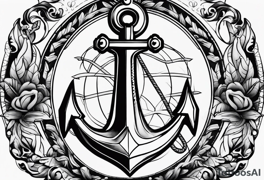 Anchor cross sparrow eye tattoo idea