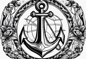 Anchor cross sparrow eye tattoo idea