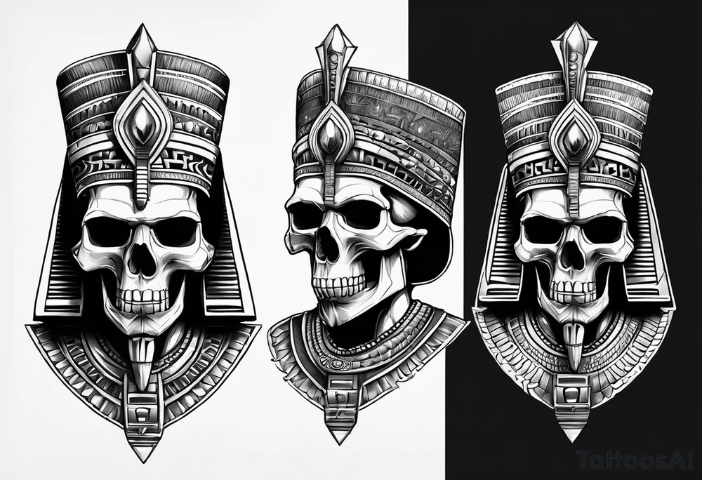 Black pharaoh skull tattoo idea