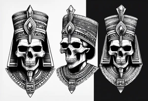 Black pharaoh skull tattoo idea