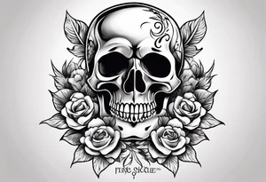 neck tattoo stencil about pain and struggle in new school or polka trash style with flowers and/or skulls tattoo idea