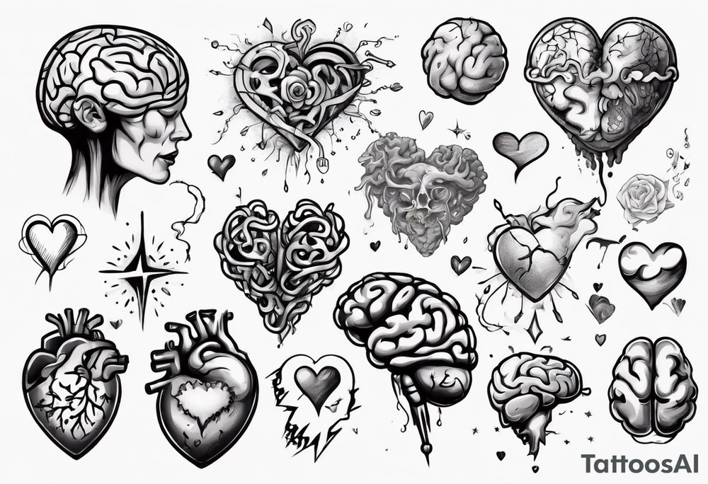 Heart and brain floating away tattoo idea