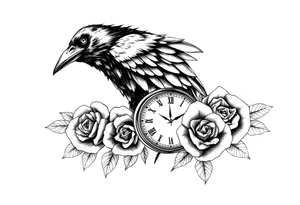 raven,roses,clock. tattoo idea