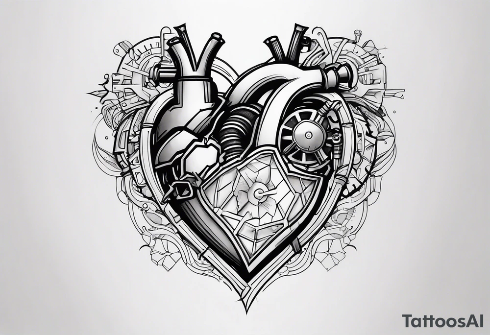 Mechanical Heart LOVE tattoo idea