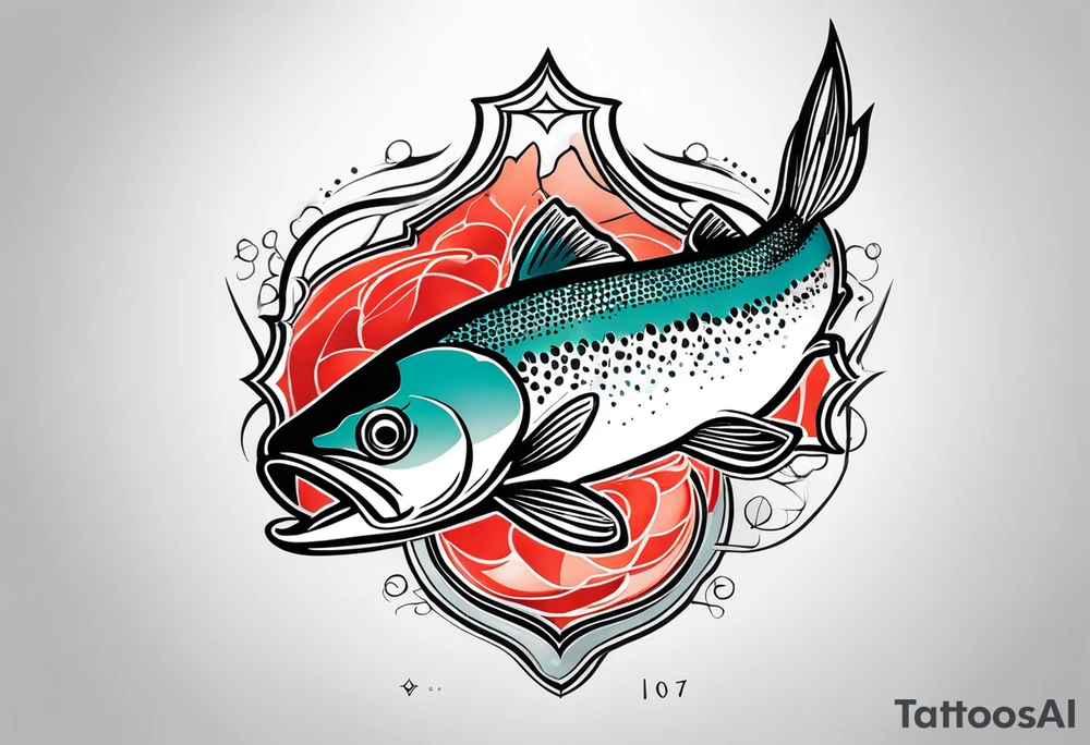 "A small tattoo featuring a lovestruck trout as the main theme, drawn with fine lines." tattoo idea