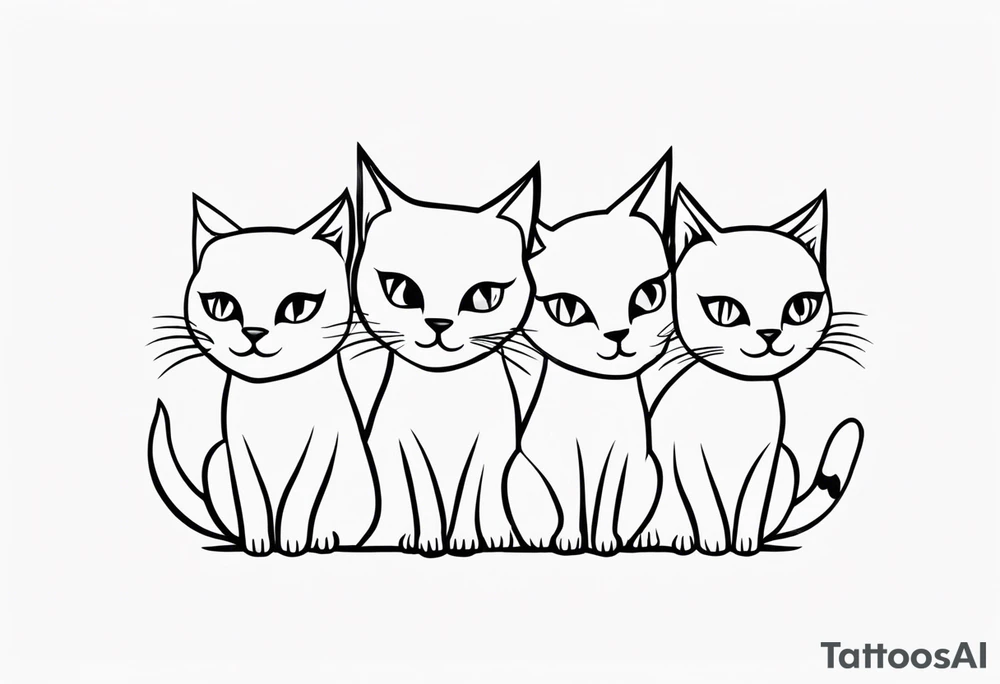 4 cats playing tattoo idea