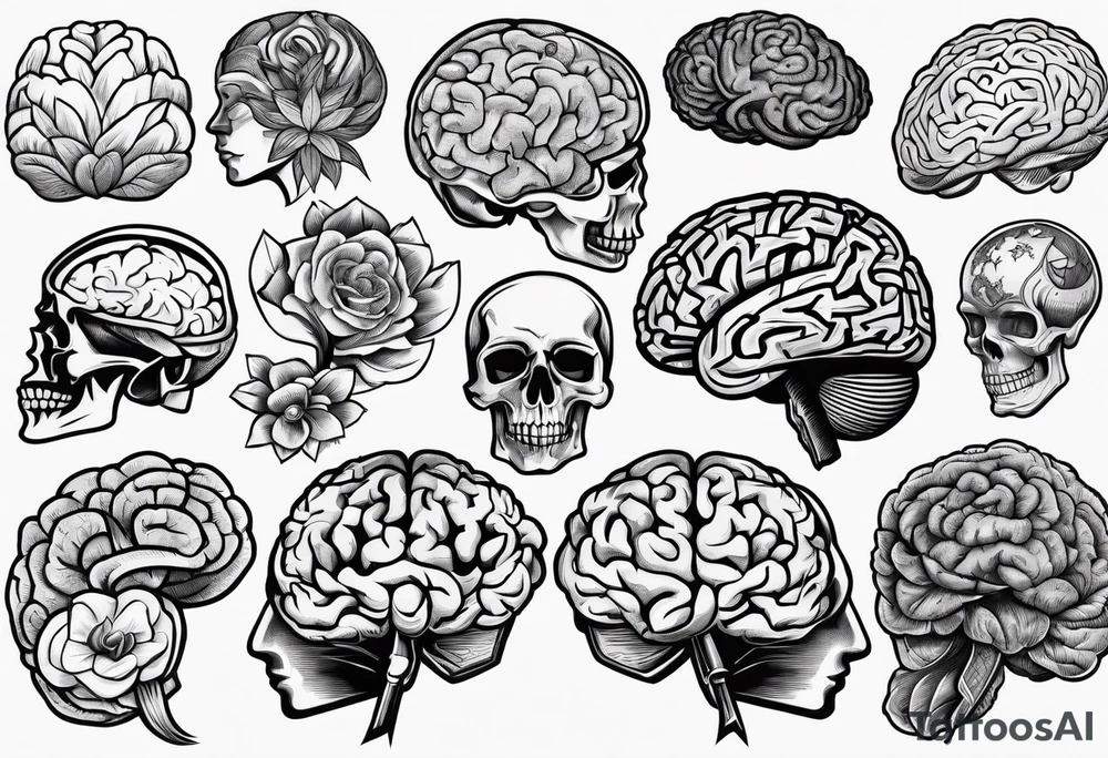 Variety of human brains flash sheet tattoo idea