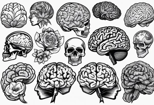 Variety of human brains flash sheet tattoo idea