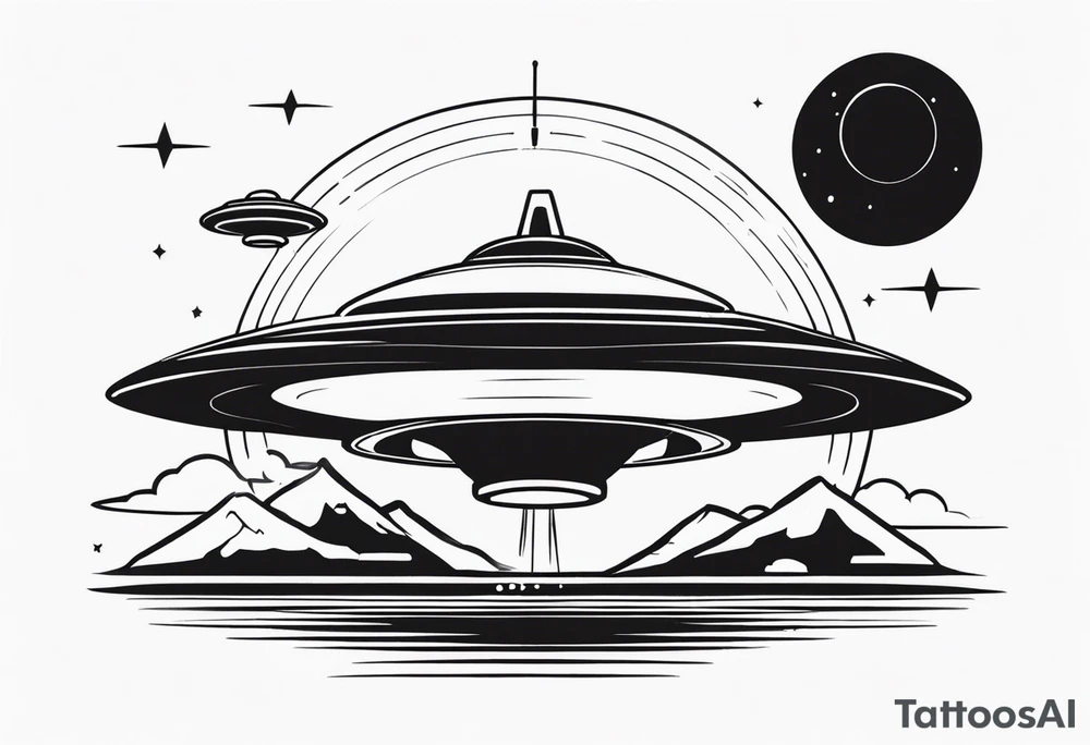 alien ufo with beam tattoo idea