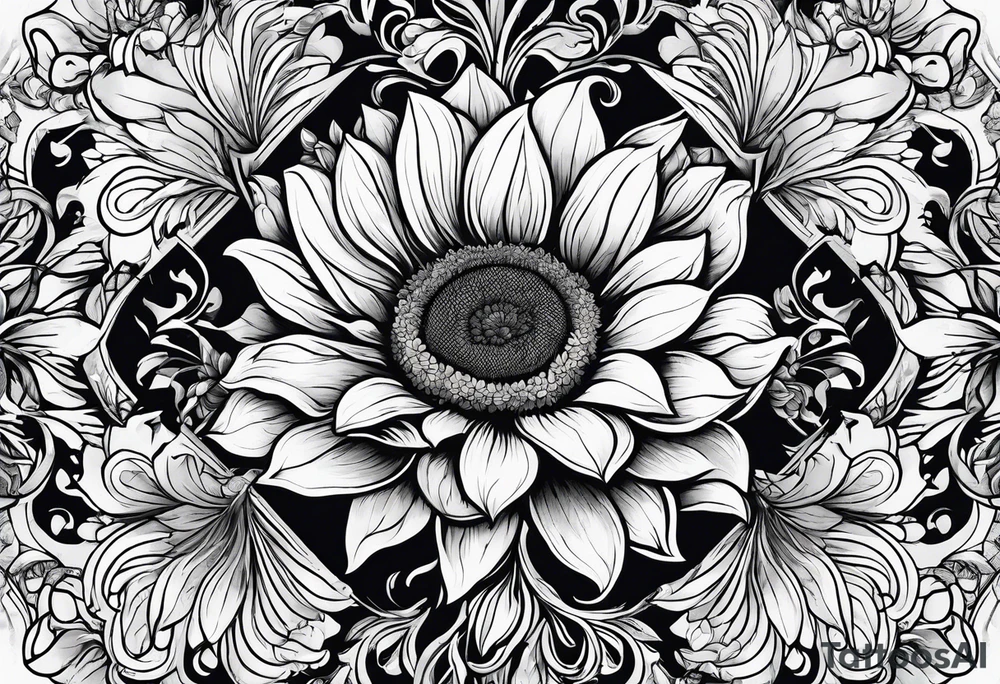 animal flower rose, sunflower, tattoo idea