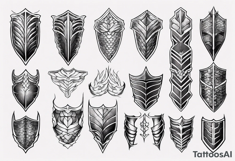 Dragonscale Leg armor symmetrical tattoo idea