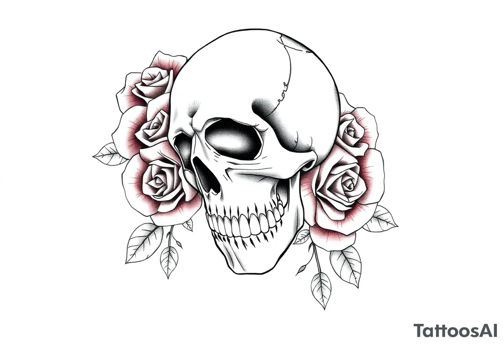 skull and roses tattoo idea