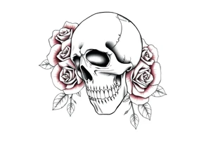 skull and roses tattoo idea