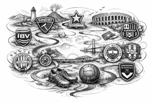 Iceland x3 (sindri, ibv, stjarnan) Italy x2 (Verona, Sassuolo) Spain (Logrono) Turkey x2 (Fenerbahce, Besiktas) Hungary (Fradi) France (Bordeaux) Something to do with football journey, Fine line surreal style tattoo idea