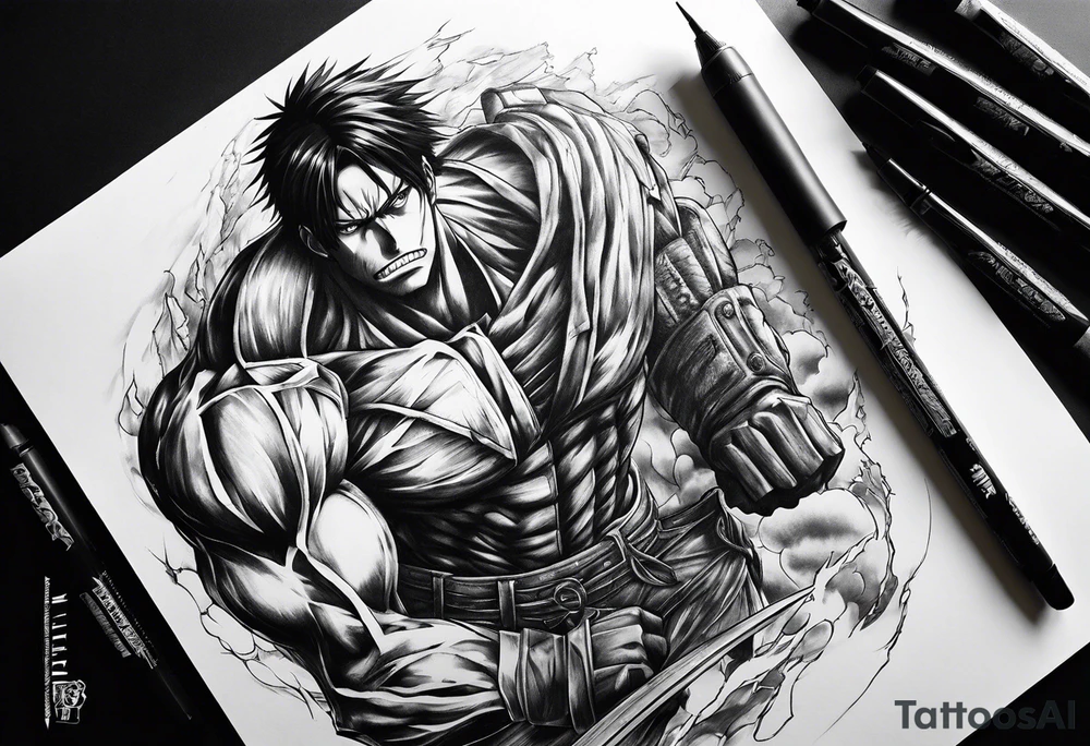 Levi attack on titan fight vs beast titan tattoo idea