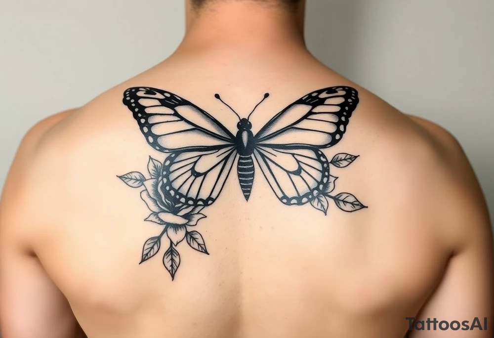 Butterfly,roses, and qoutes tattoo idea