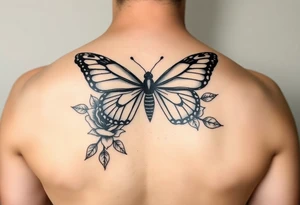 Butterfly,roses, and qoutes tattoo idea