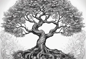 Feminine Yggdrasil tree tattoo idea