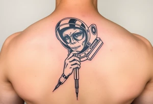 A spaceman junkie with a syringe tattoo idea