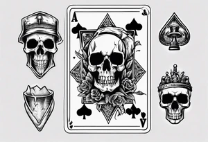 7 and 2 poker card, most outward facing card have a grave in the middle with a skull on it tattoo idea