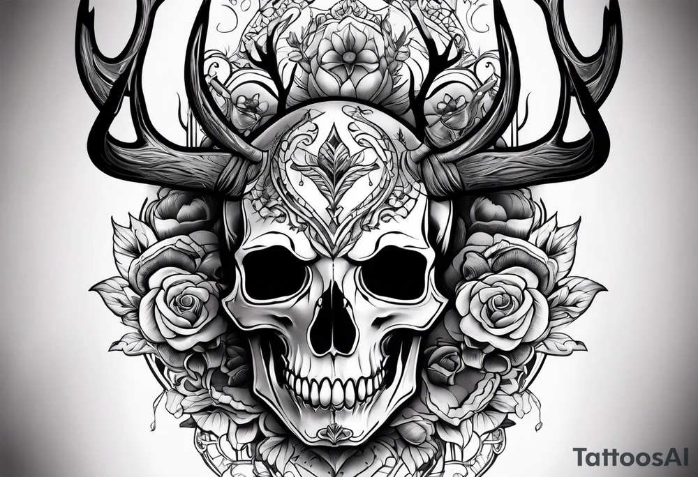 A human with a deer skull head tattoo idea