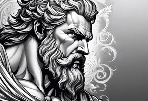 Half sleeve on the right arm with zeus and some text that goes along with it and you can add some Sparta maybe or some building temple of zeus tattoo idea