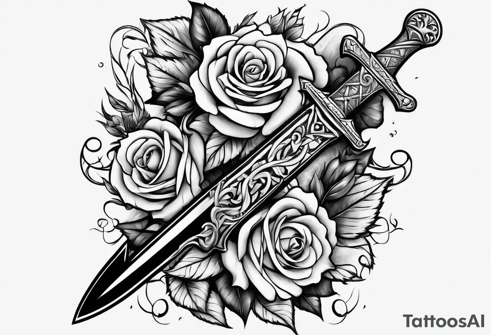 Hand holding dagger tattoo idea