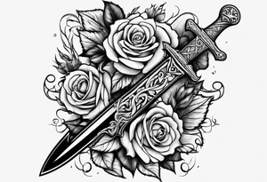 Hand holding dagger tattoo idea